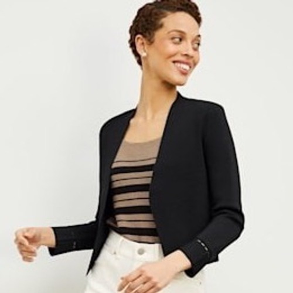 M.M. Lafleur Black Cropped Cutout Wrist Detail The Sant Ambroeus Jardigan - S